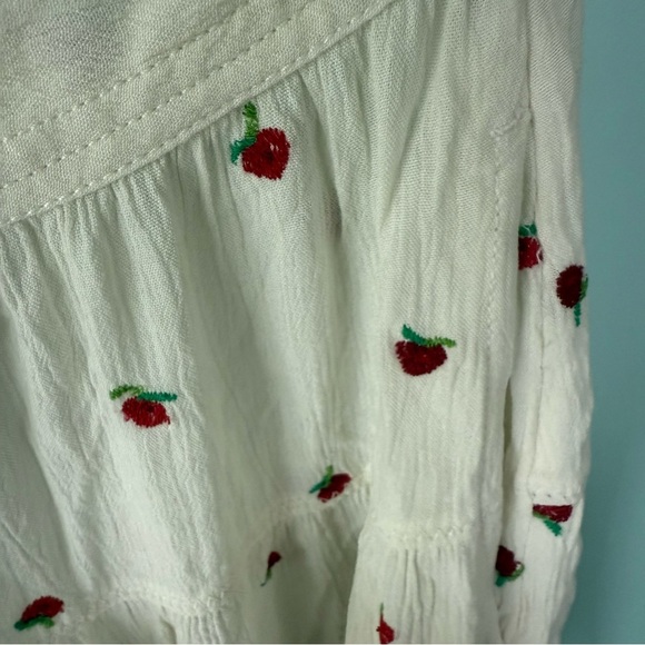 Free People In Full Swing Cherry Embroidered Midi Skirt W Pockets Size XS - Picture 8 of 12